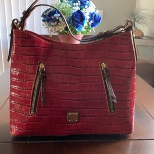 NEW Dooney and Bourke Croc embossed Leather Hobo Shoulder Bag